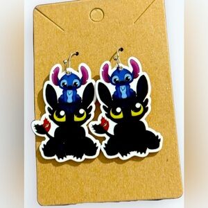 Stitch and Toothless Handcrafted Earrings